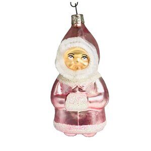 Vintage Pink Mercury Glass Ornament Chenille Midwest Canon Falls Czech Republic